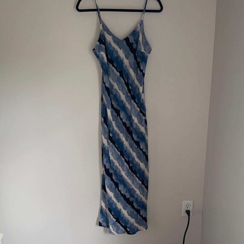 Fifteen Twenty Blue & White Diagonal Tie-Dye Slip Maxi Dress